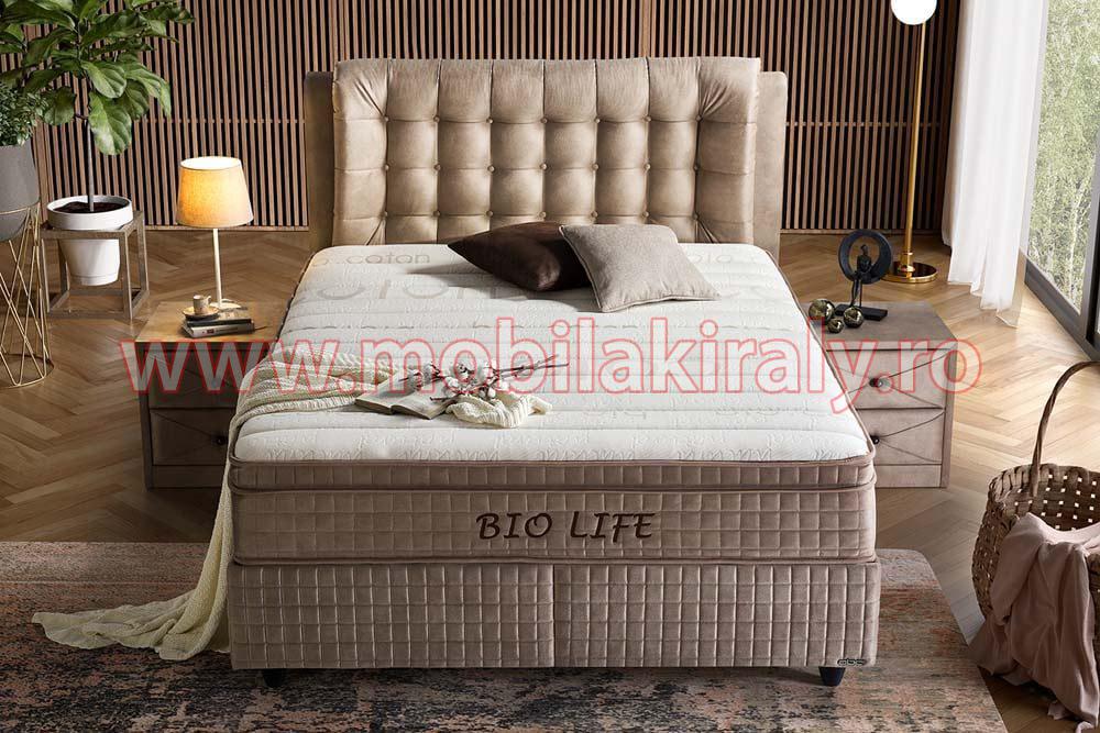 Pat tapitat cu saltea B547