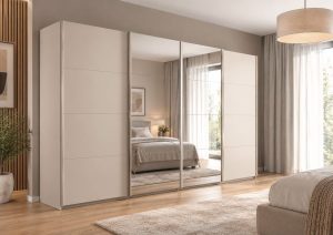 Dulap cu 4 usi glisante, cu sistem de glisare sincronizată 017038